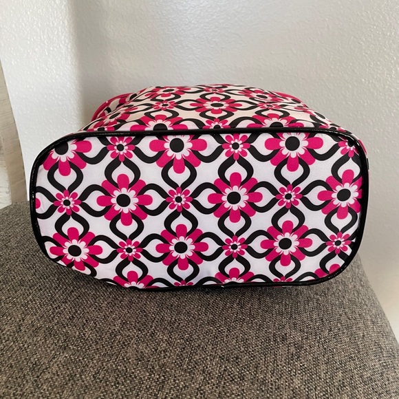 Tartan-Twine cosmetic bag set with a pink, black, and white floral pattern. - Picture 4 of 14